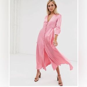 GHOST LONDON | MADISON SATIN MIDI DRESS | Size Small